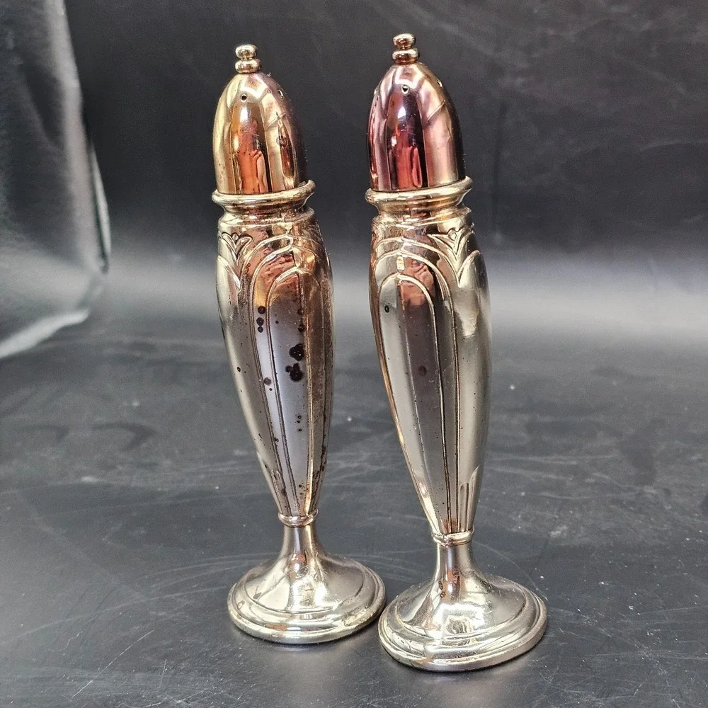 Oneida Salt Pepper Shakers Stamped Weighted 5.5in